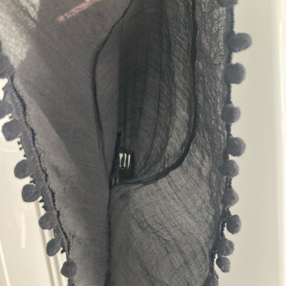 Black crochet pom pom trim coverup - Picture 7 of 10